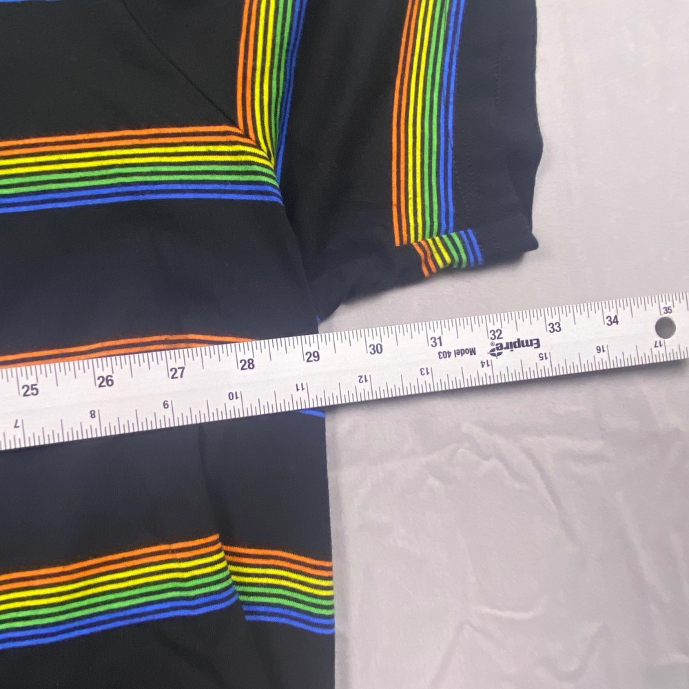 HB Fit by DXL T-Shirt Men 4XL Black Cotton Rainbow Striped Crew Neck Casual - Picture 4 of 9